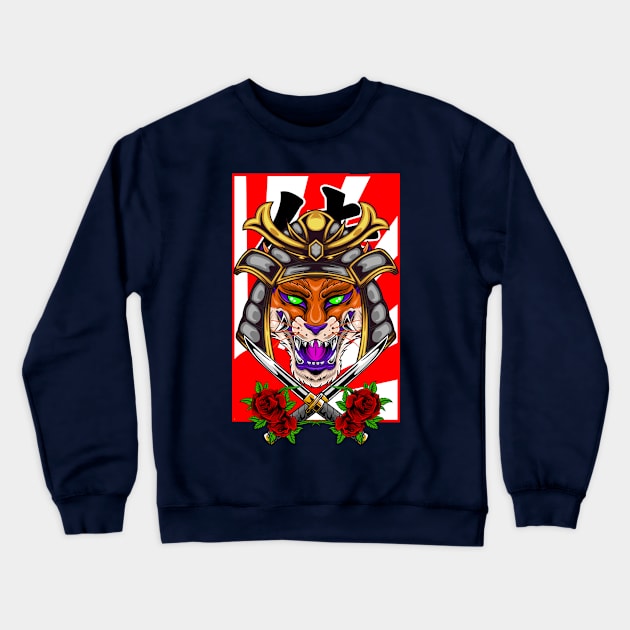 Samurai Fox | Silver Kabuto Crewneck Sweatshirt by Harrisaputra